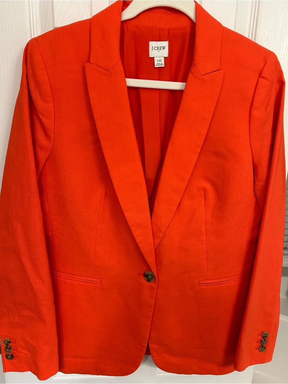 J. Crew Bright Orange Single-Button Linen Blazer - Picture 1 of 8